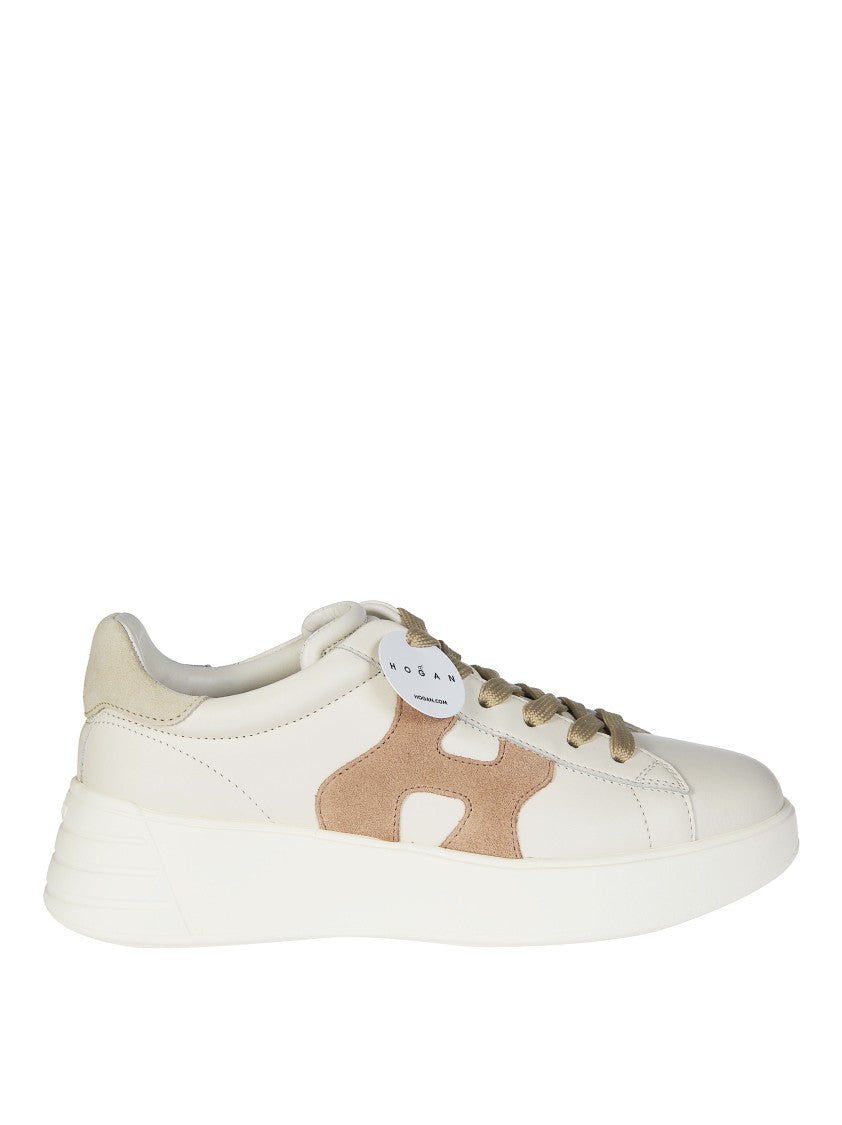 Hogan Off-White Leather Beige Suede Sneakers