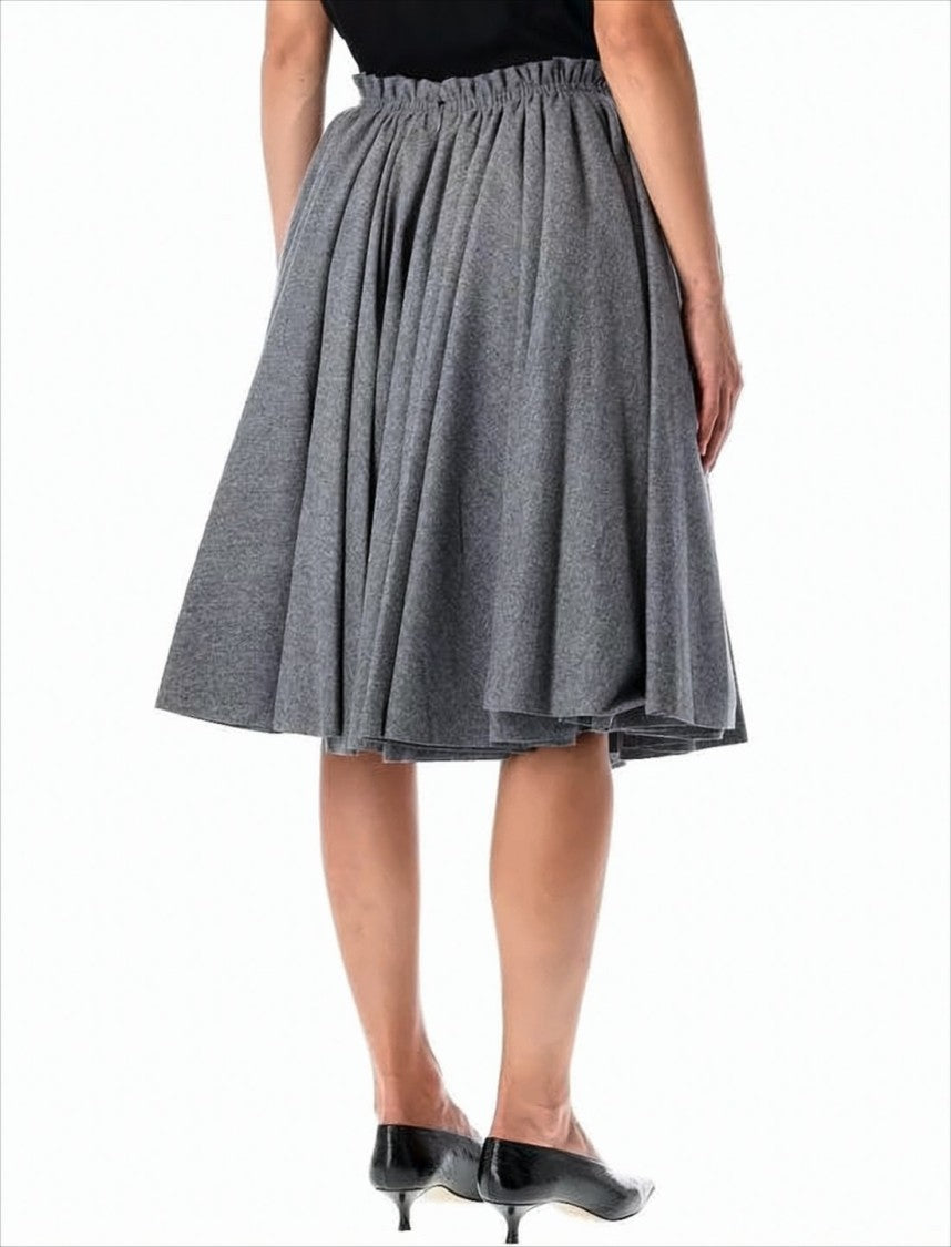 Ami Paris Voluminous Gathered Midi Skirt With Elastic Waistband