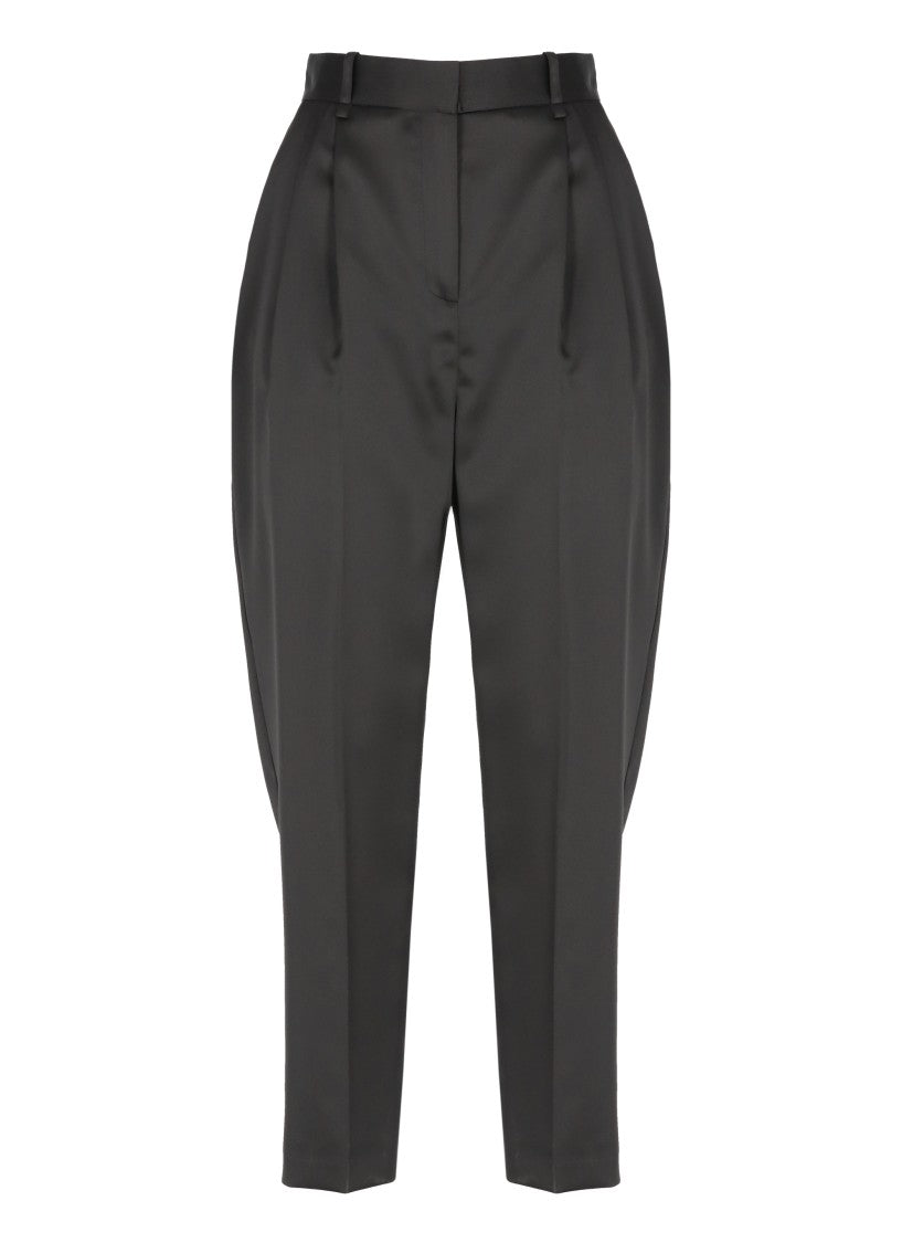 Elisabetta Franchi High-Waisted Black Silk Trousers With Tailored Silhouette