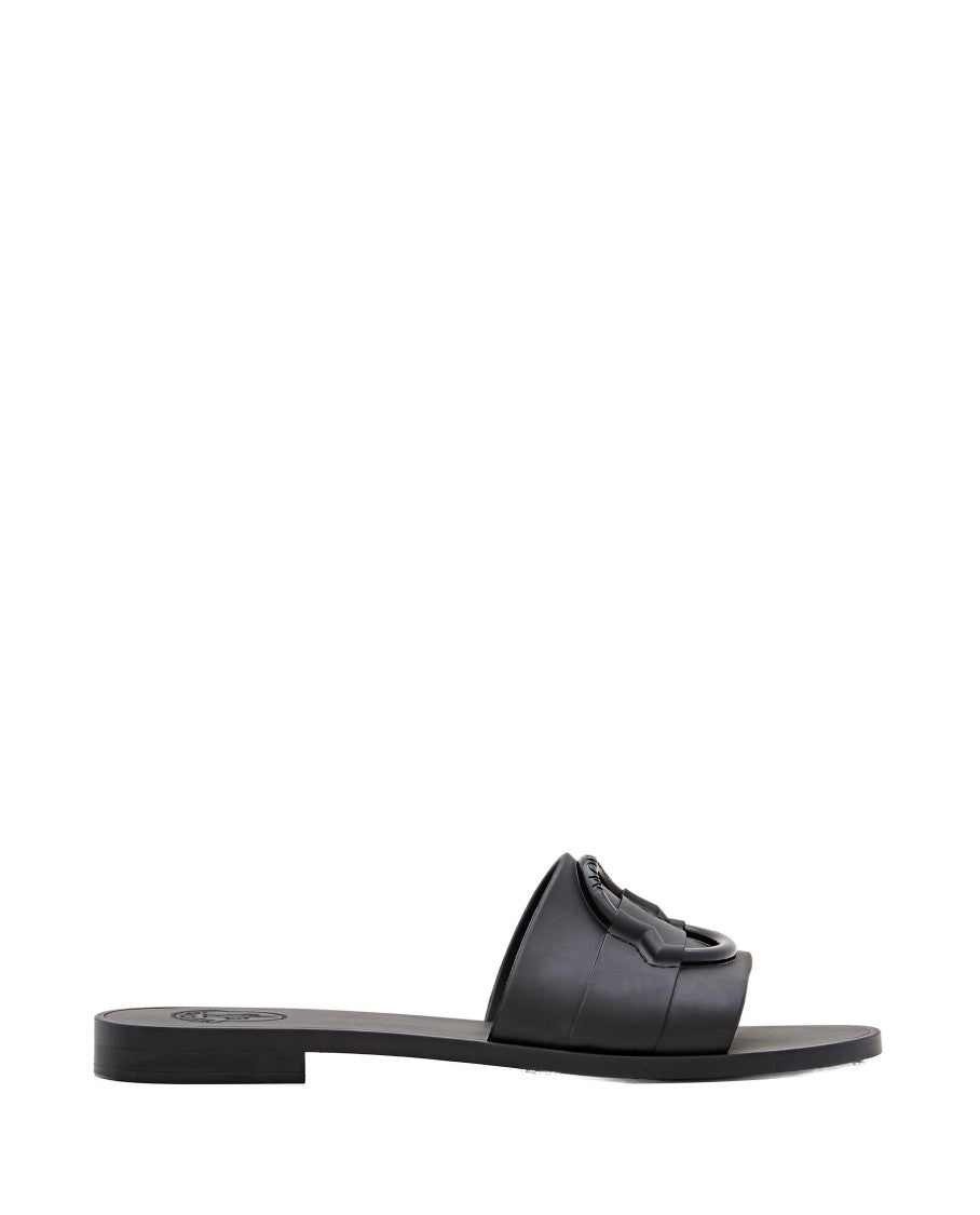 Moncler Black Rubber Sandals