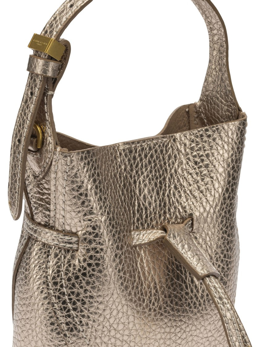 Gianni Chiarini Textured Bronze Leather Bucket Bag With Adjustable Strap