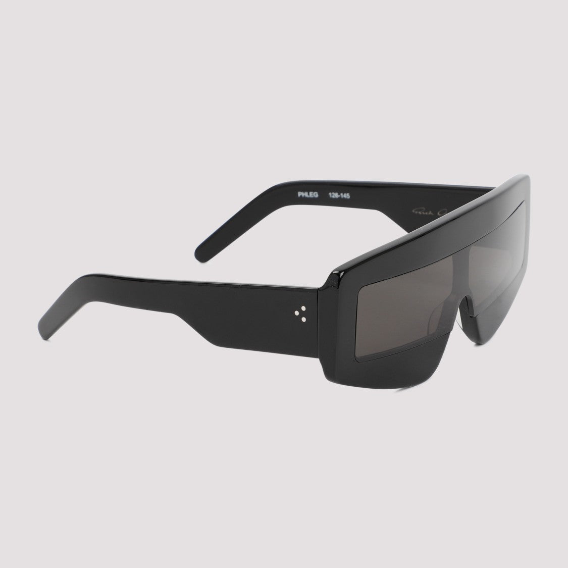 Rick Owens Shield-Shaped Black Acetate Sunglasses