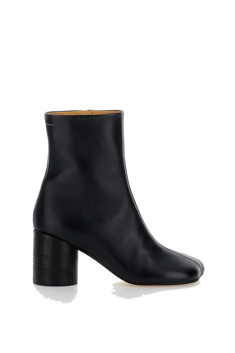 Mm6 By Maison Margiela Minimalist Nappa Leather Ankle Boot With Cylindrical Heel