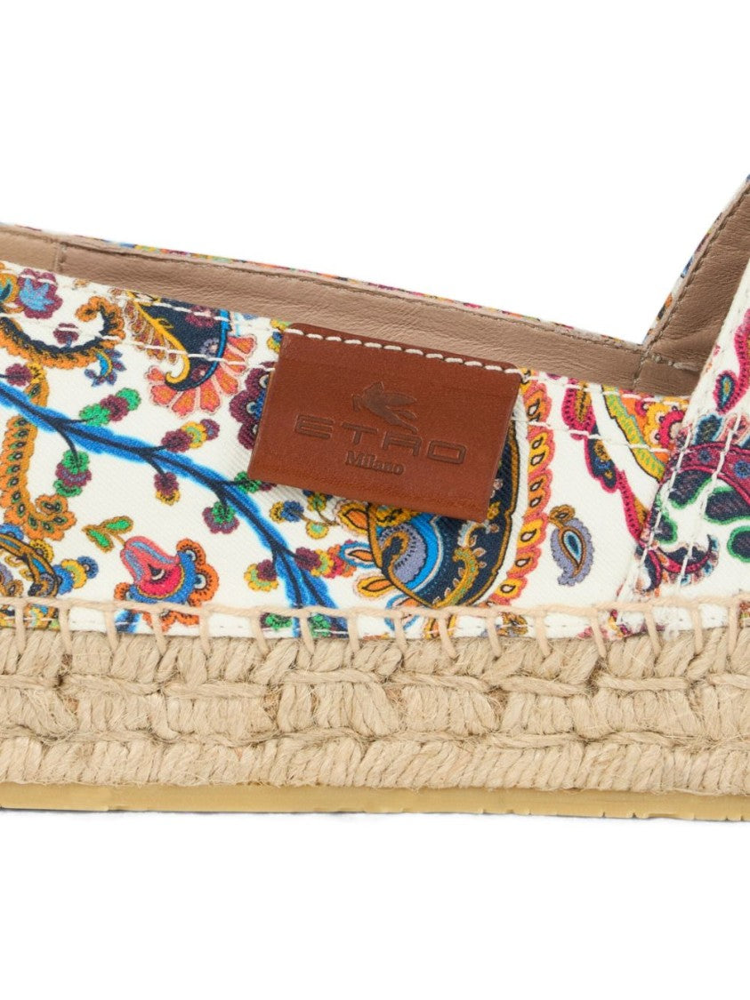 Etro White Espadrilles With Floral Paisley Pattern