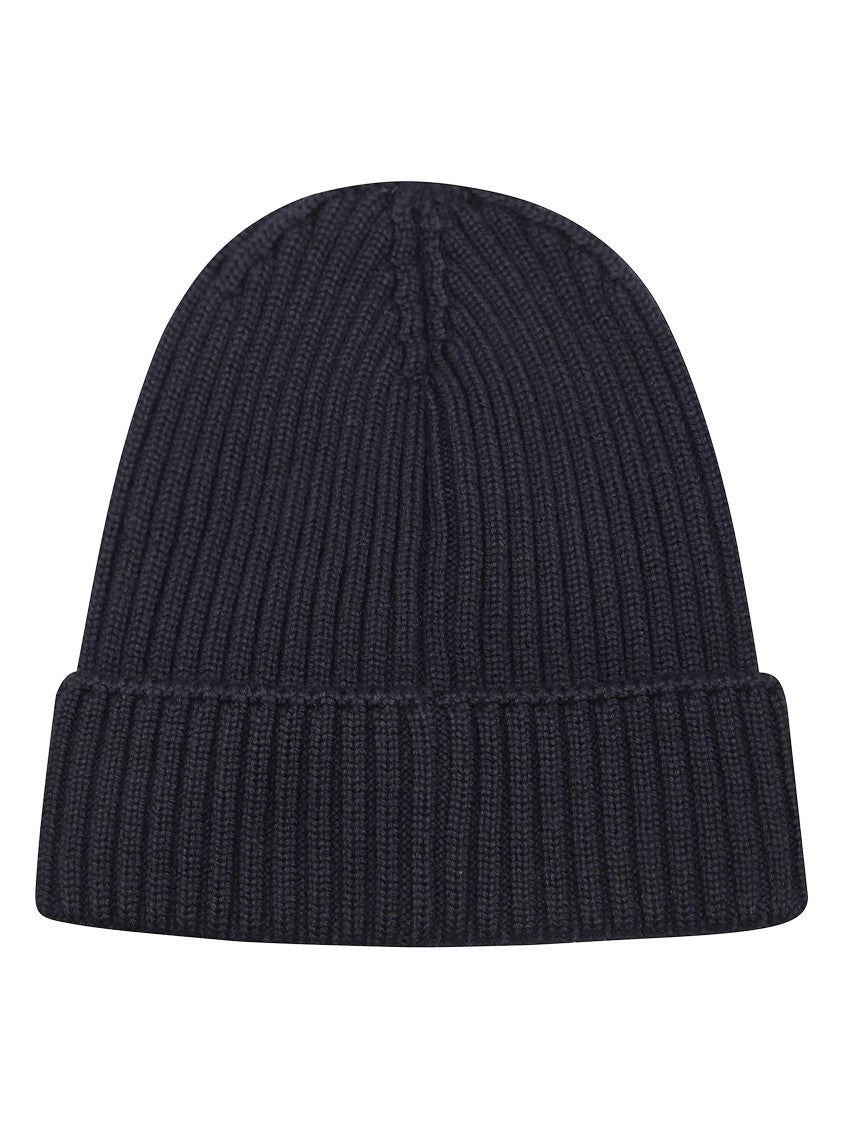 Moncler Ribbed Knit Beanie With Folded Cuff And Logo Patch
