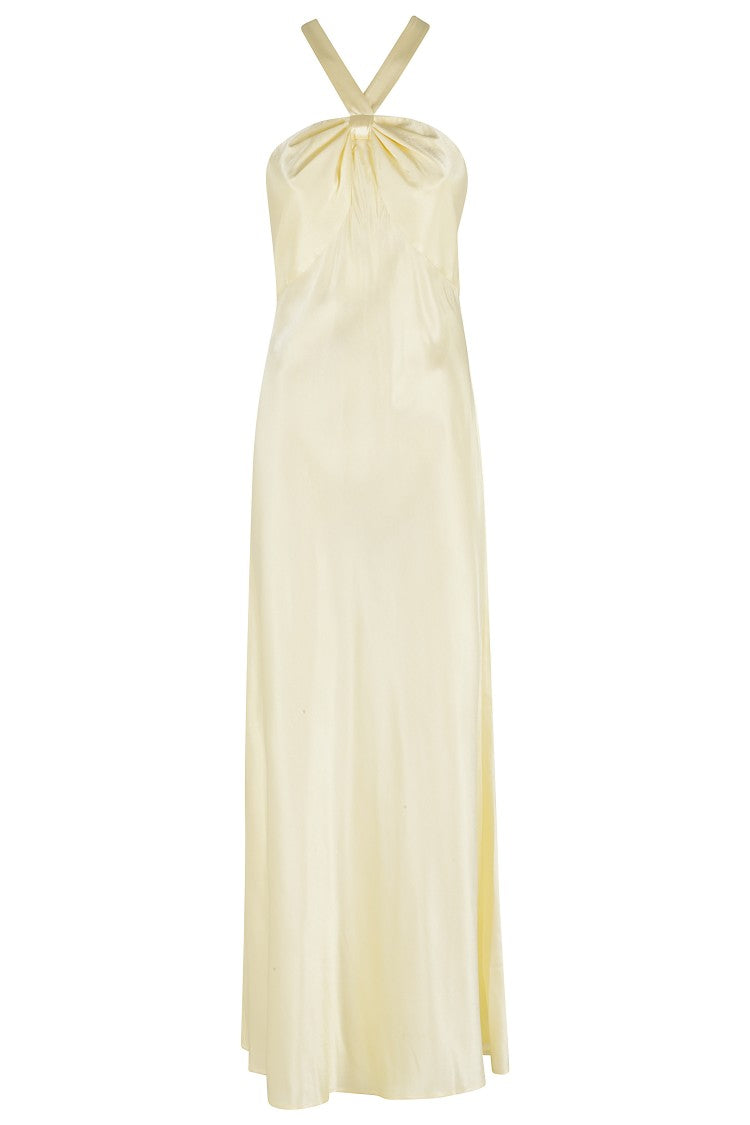Rixo Yellow Losanna Backless Crossed-Straps Viscose Midi Dress