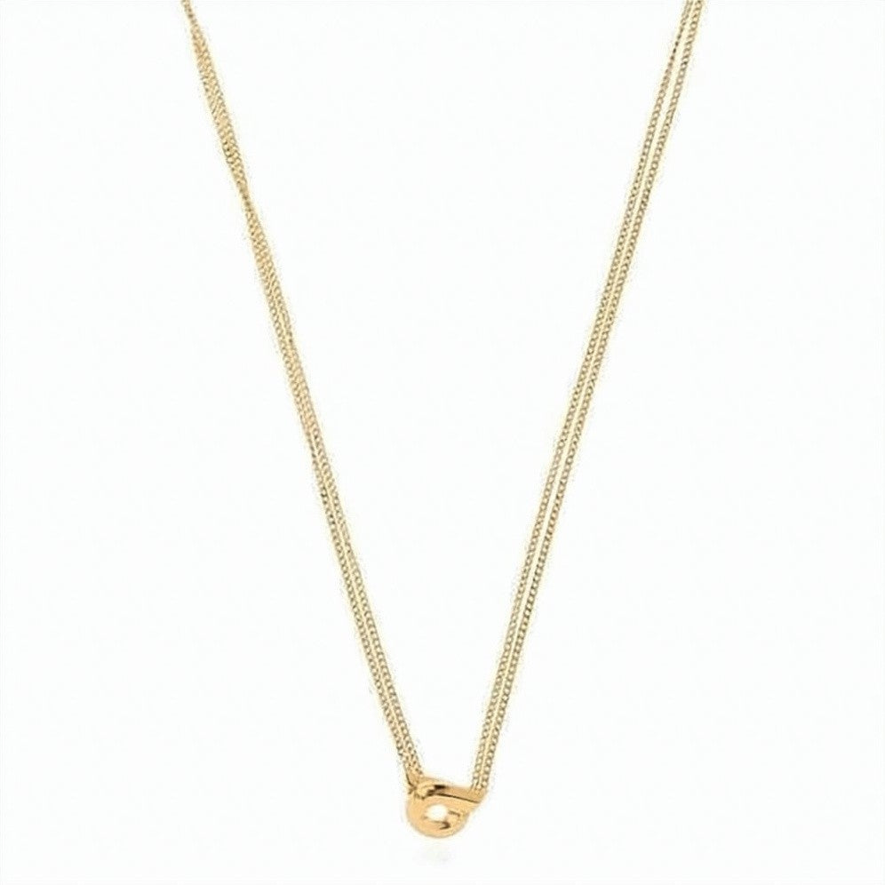 Salvatore Ferragamo Gold-Tone Brass Necklace With Double Chain