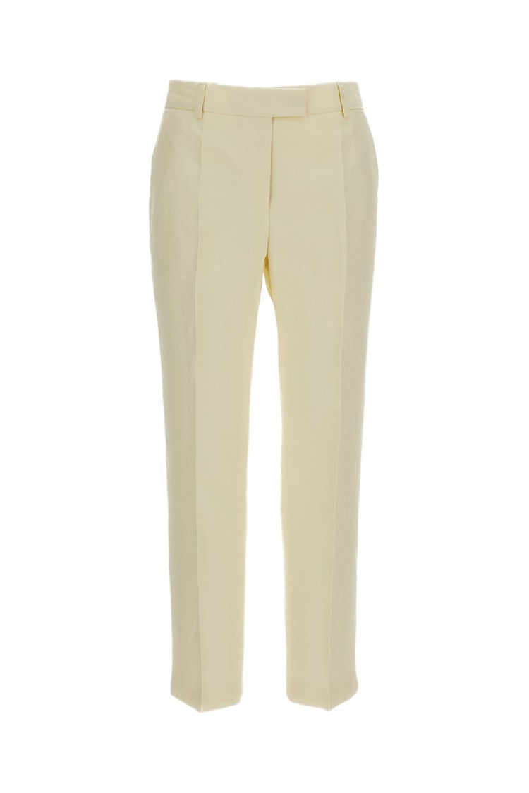 Alberto Biani Ankle-Length Straight-Leg Linen Blend Trousers