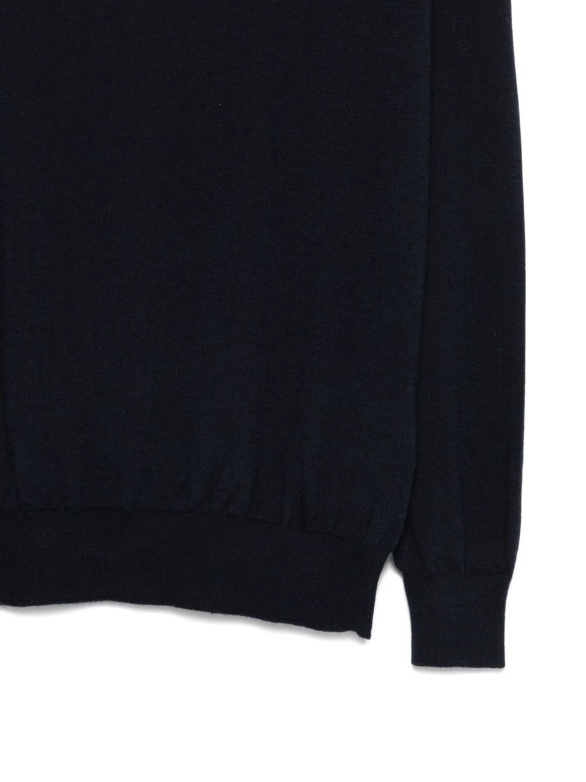 Lardini Long-Sleeve Polo Sweater With Zippered Placket
