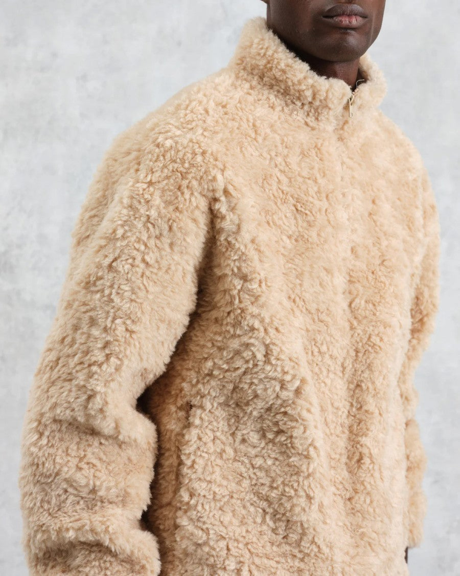 Wax London Recycled Sherpa Fabric Boxy-Fit Funnel Neck Jacket