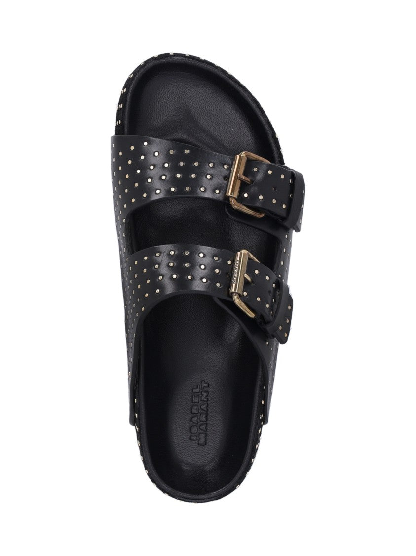 Isabel Marant Black Leather Stud Detail Sandals