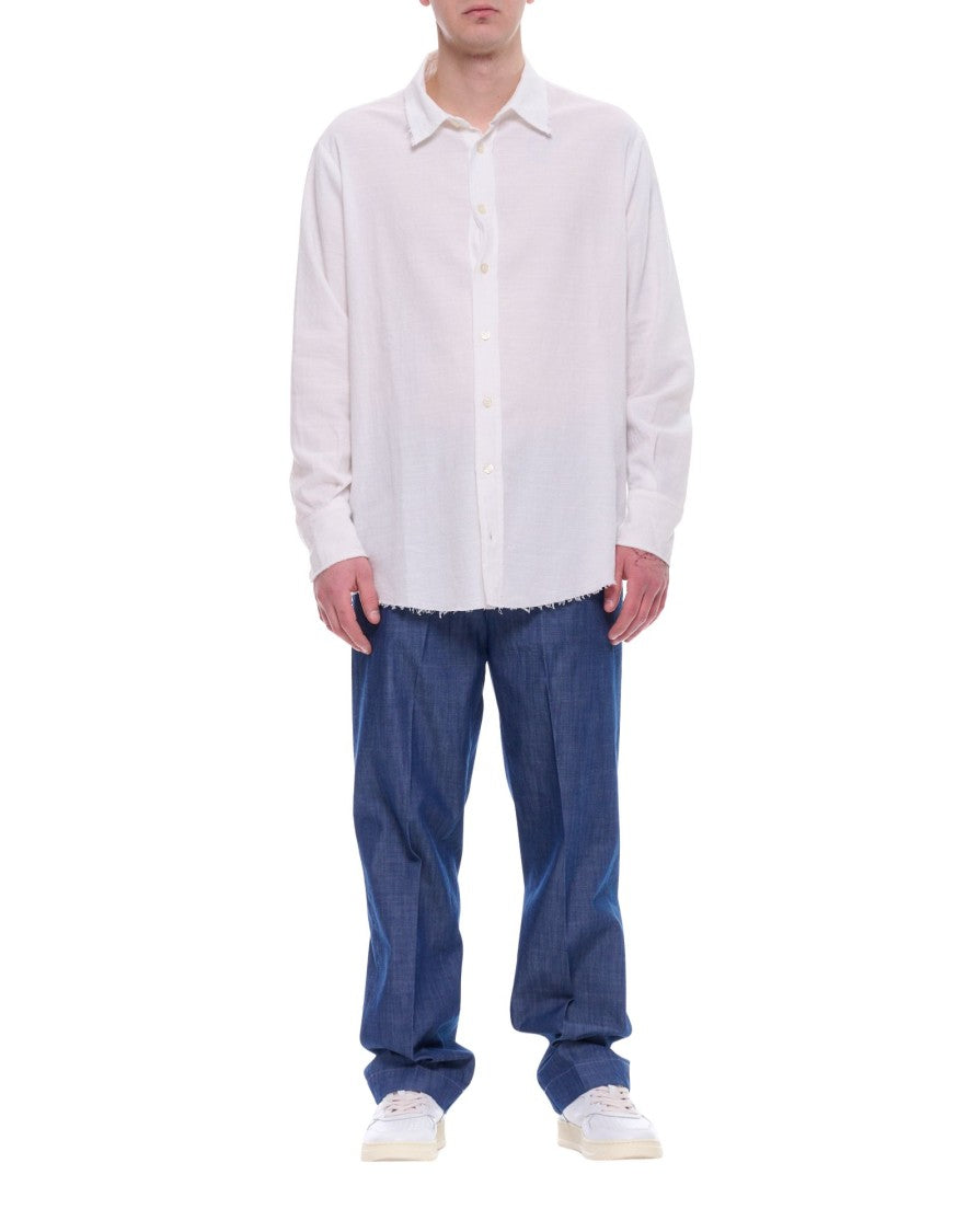 Tela Cruda Straight Fit Pleated Trousers With Turn Up