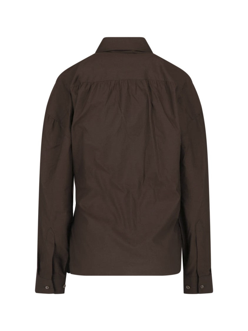 Lemaire Brown Classic Collar Twisted Cotton-Silk Shirt