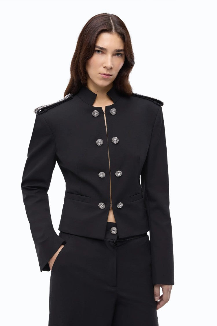 Pinko Black Military-Style Polyester-Blend Jacket