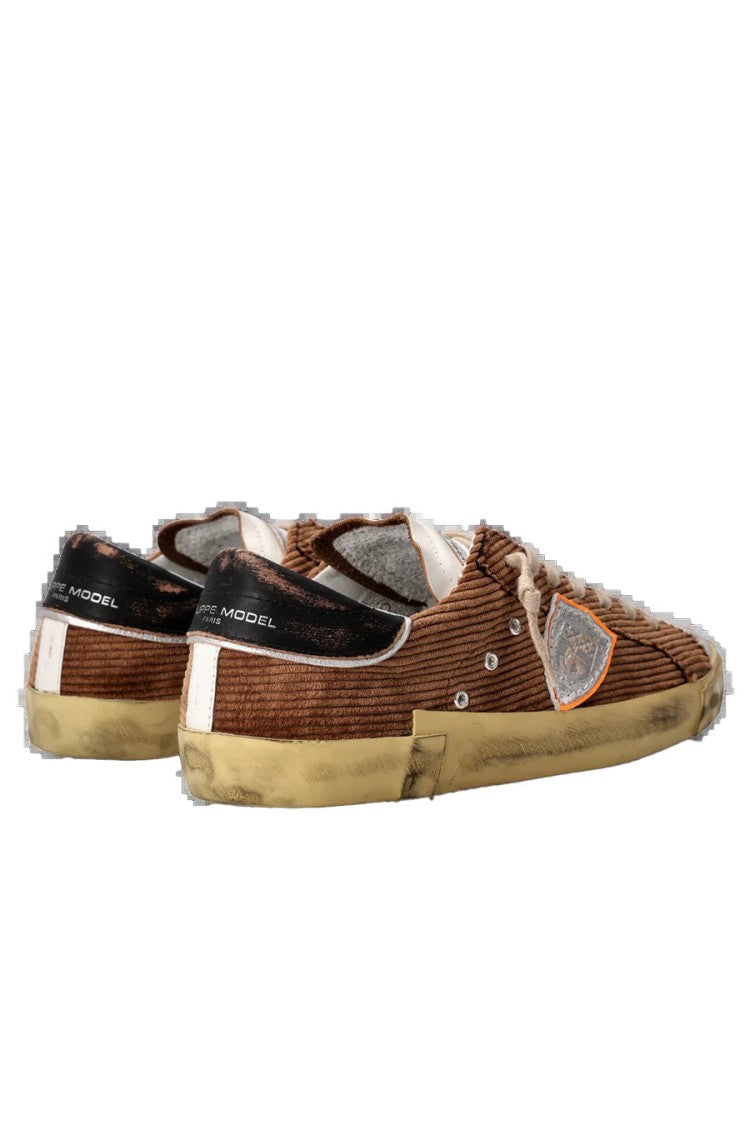 Philippe Model Brown Vintage Effect Aged Sole Velvet Sneakers