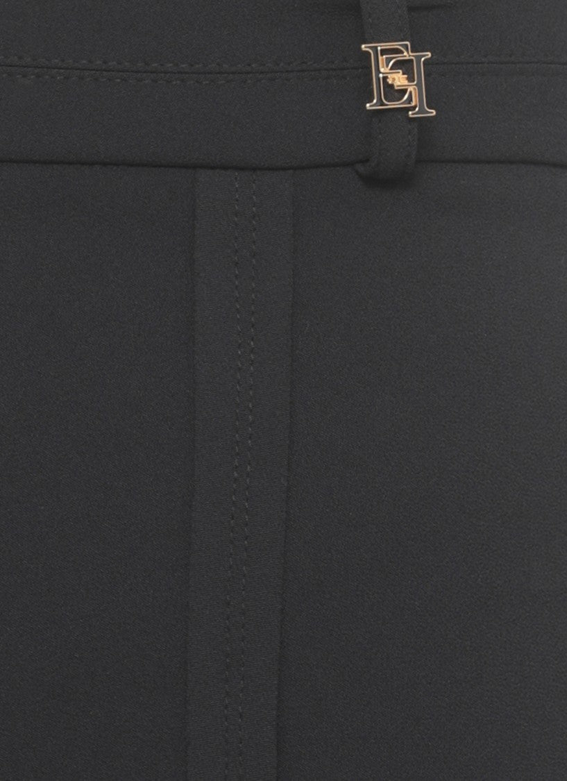 Elisabetta Franchi Black Metal Logo Straight-Leg Pants