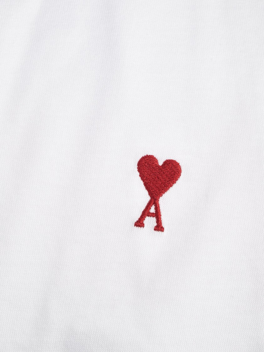 Ami Paris Quota Red Ami De Coeur White Cotton T-Shirt