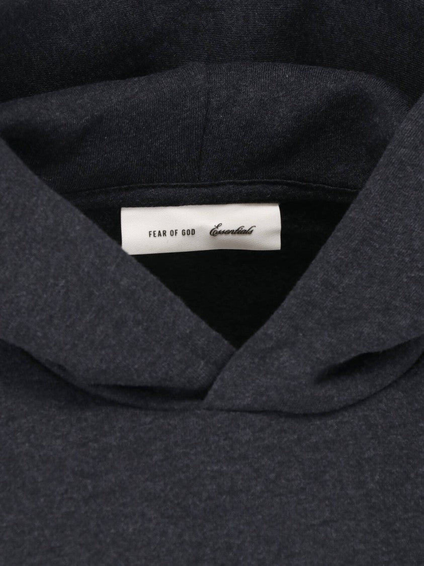 Fear Of God Essentials Dark Grey Cotton Contrast Logo Hoodie