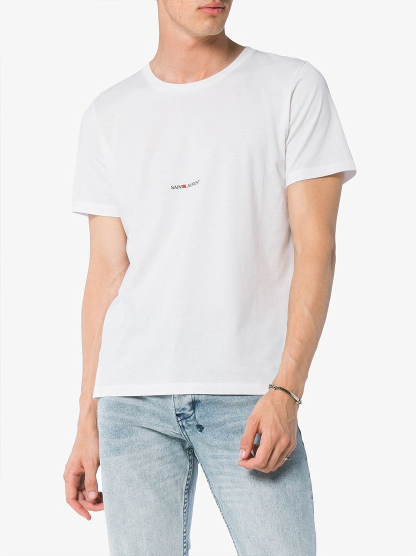 Saint Laurent White Organic Cotton Raw Hem T-Shirt