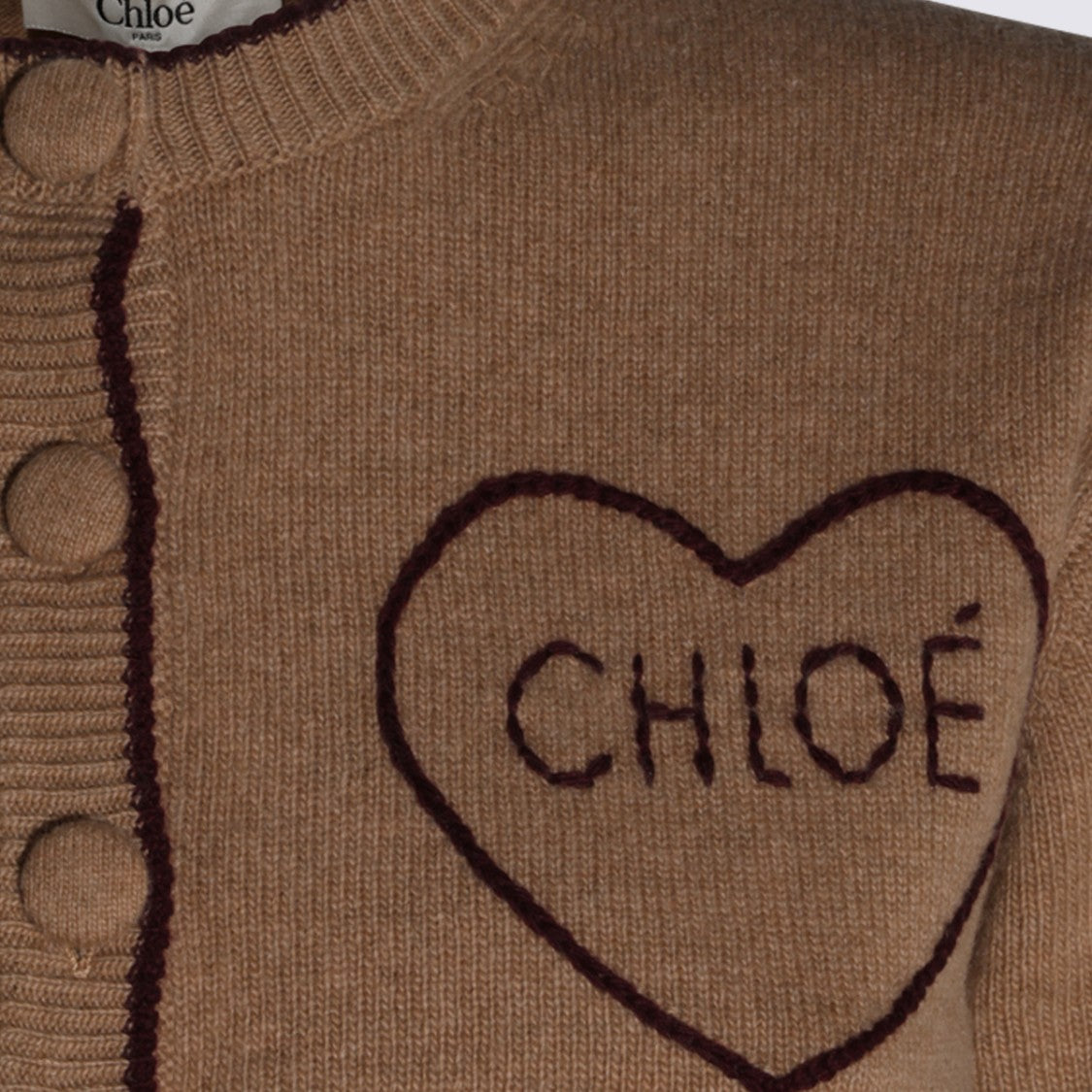 Chloé Cropped Sweater With Button-Down Front And Heart Detail