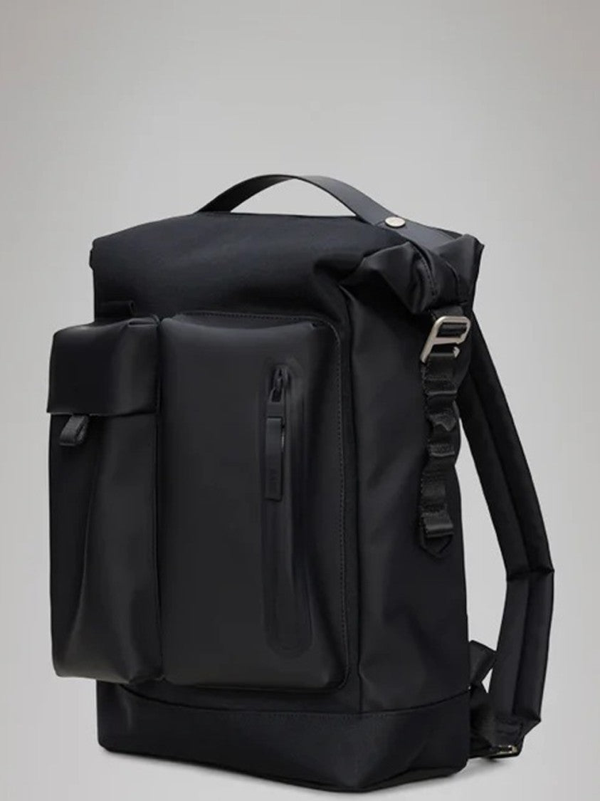 Rains Black Roll-Top Backpack