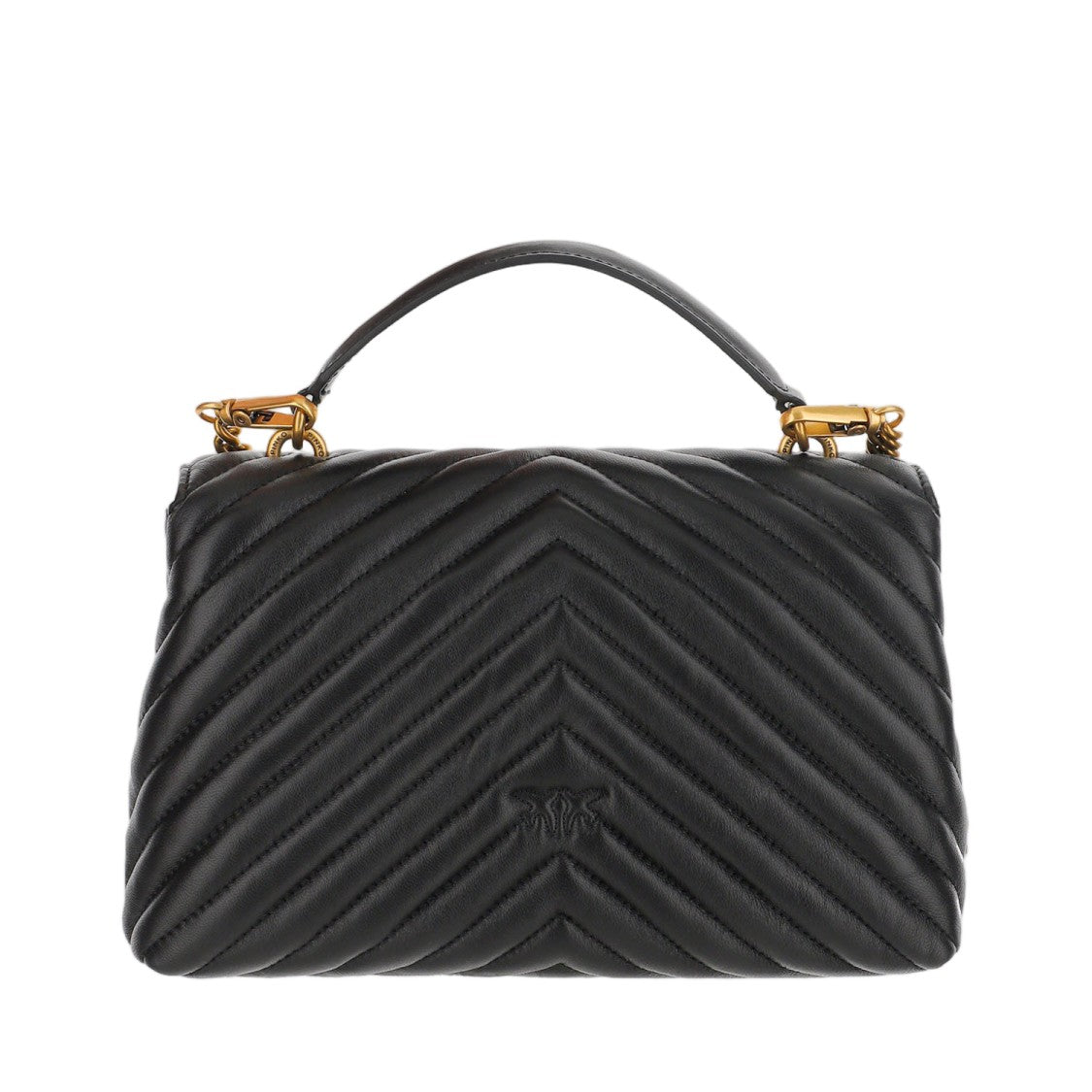 Pinko Chevron-Pattern Nappa Leather Shoulder Bag With Antique Gold Buckle