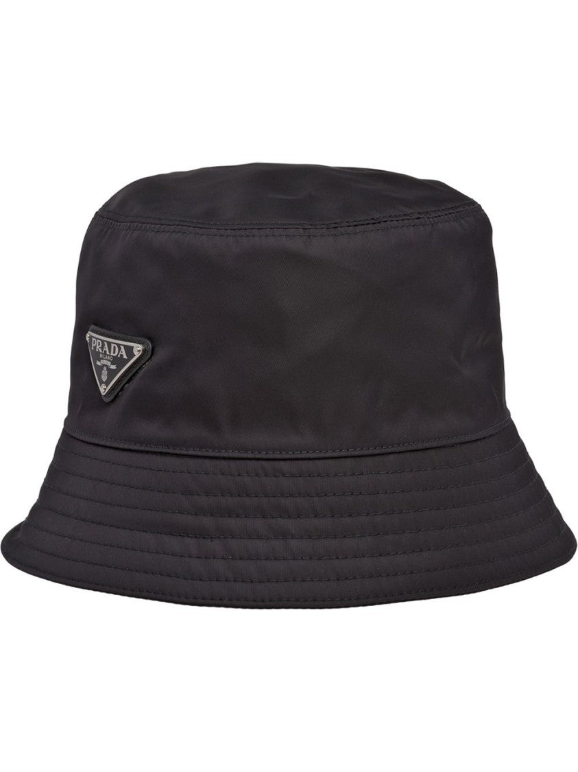 Prada Black Bucket Hat With Structured Crown