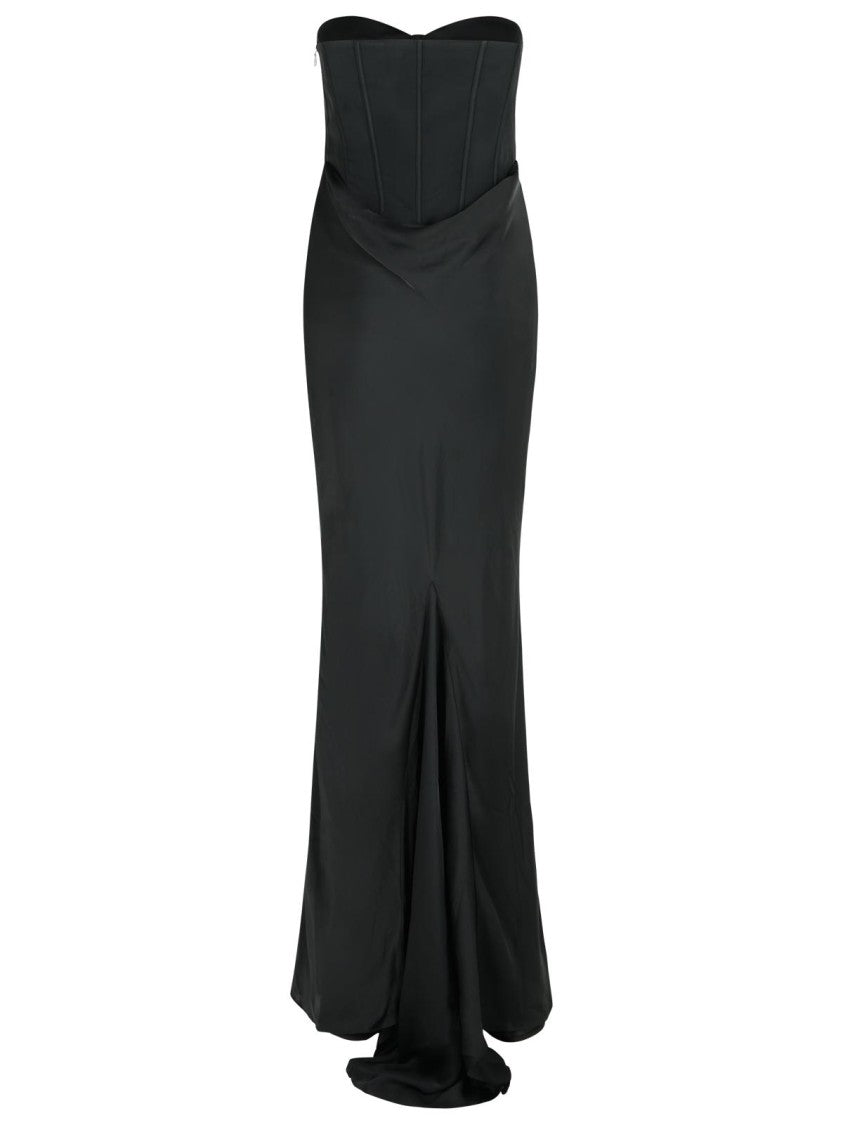 Rotate Long Dress In Black Polyester