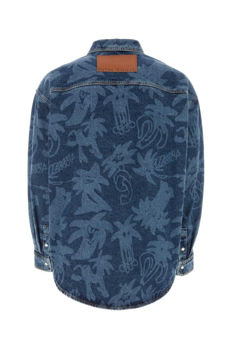 Palm Angels Printed Denim Oversize Shirt