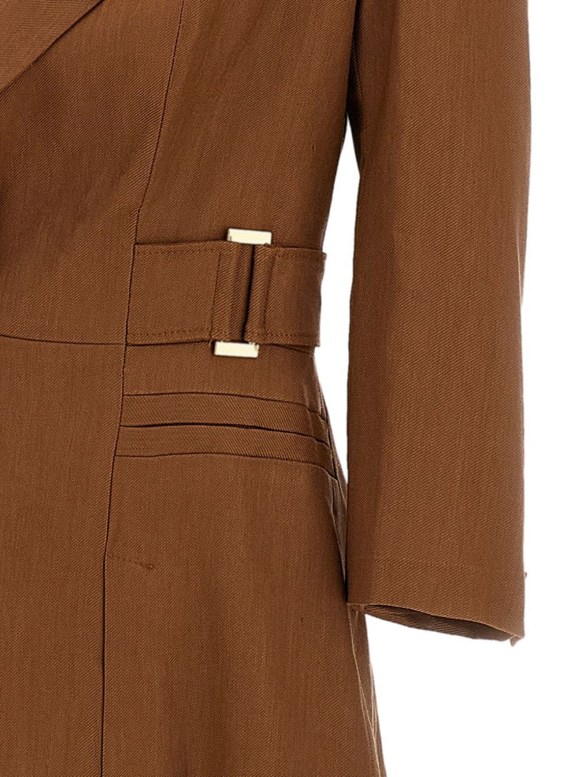 Elisabetta Franchi Structured Brown Tailored Jacket With Padded Shoulders
