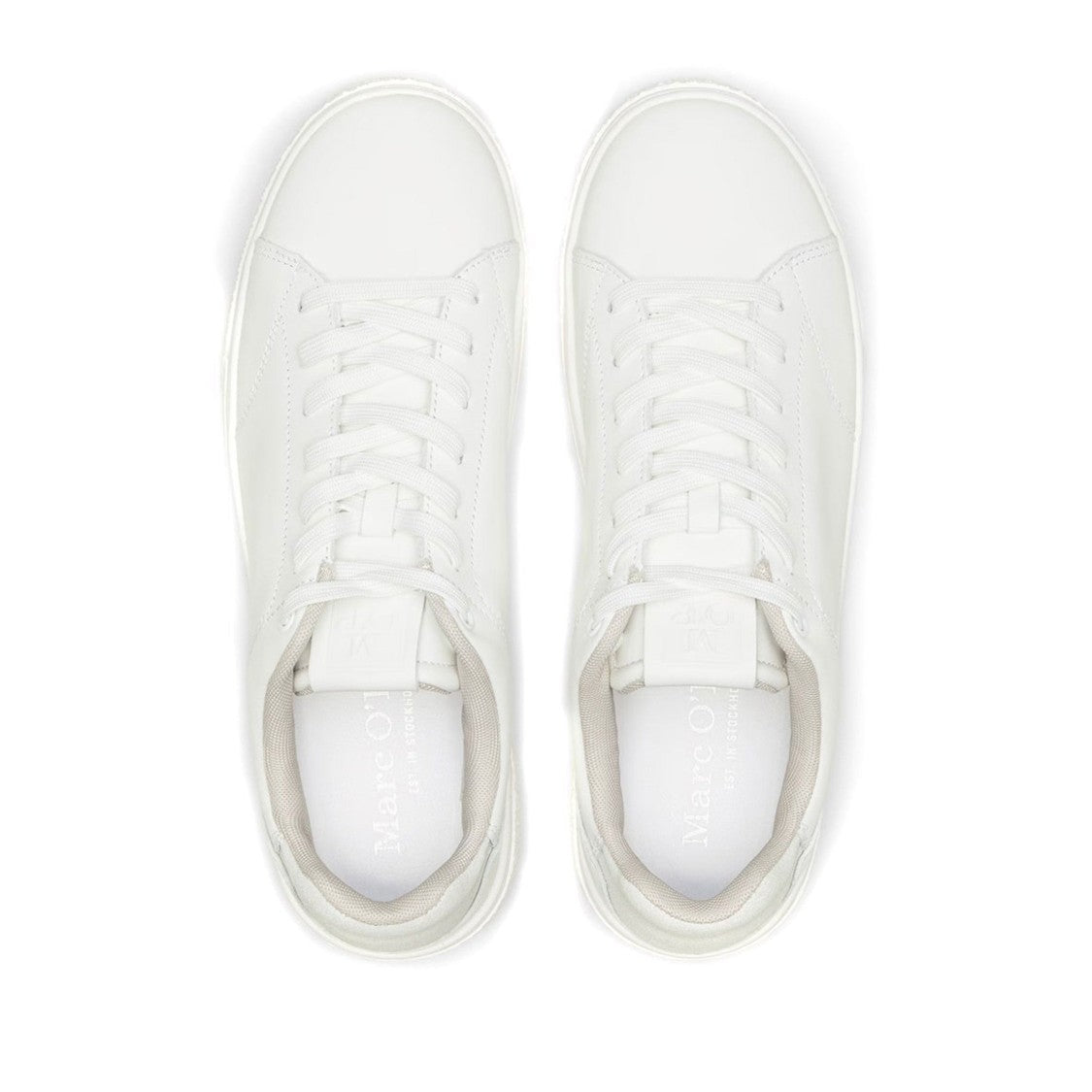 Marc O'polo White Jarvis Minimalist Suede-Accent Leather Sneakers