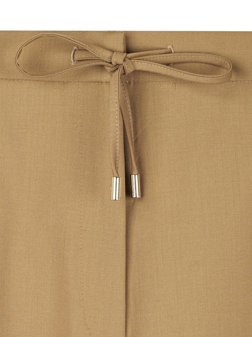 Max Mara Camel-Tone Wide-Leg Trousers With Drawstring Waist