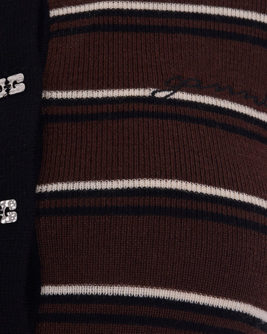 Ganni Slim-Fit Ribbed Merino Wool Polo Top