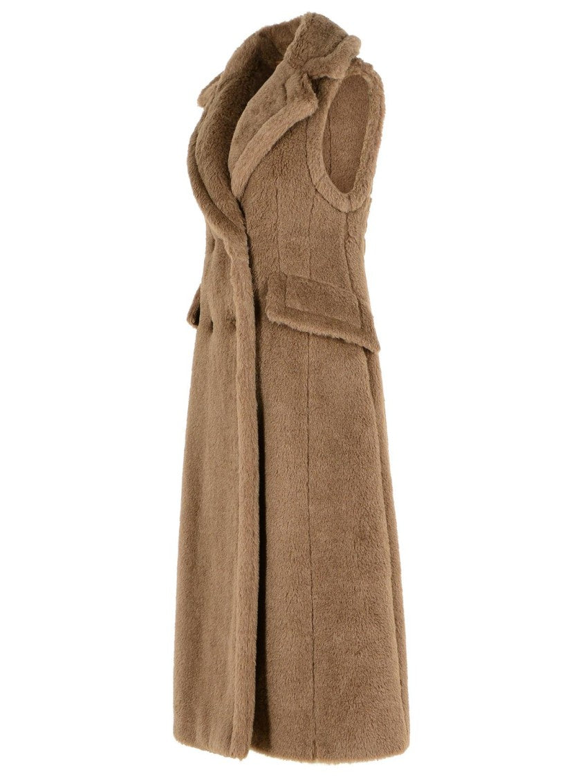 Max Mara 'Boario 1234' Sleeveless Coat In Alpaca And Brown Wool 'Teddy'