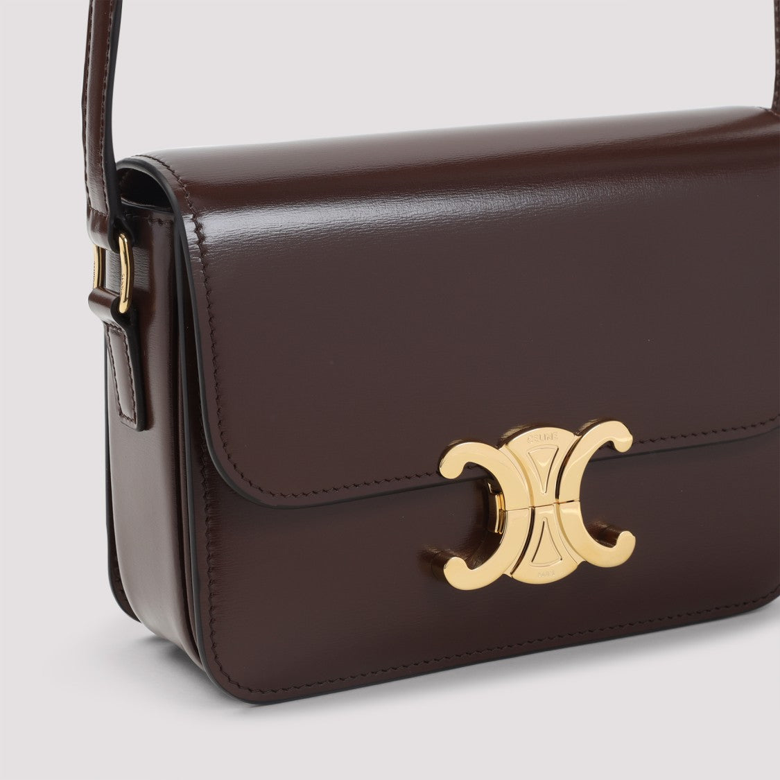 Celine Structured Brown Calf Leather Shoulder Bag