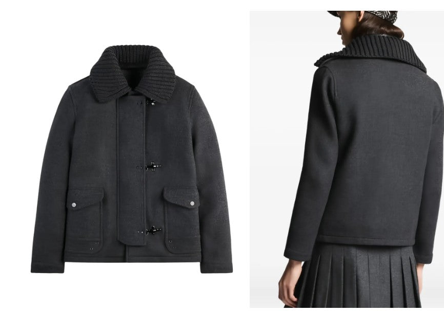 Fay Structured Casual Jacket With Ribbed Knit Collar