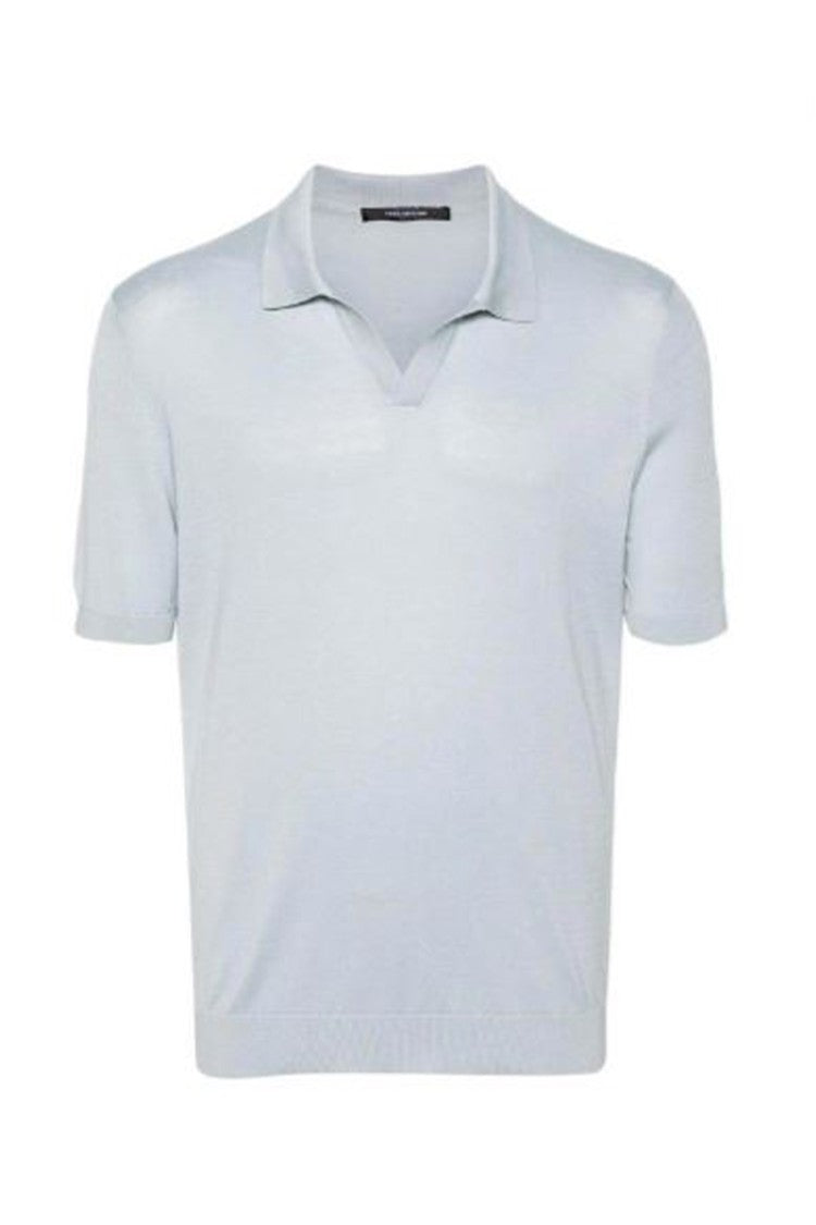 Tagliatore Grey Silk Polo Shirt