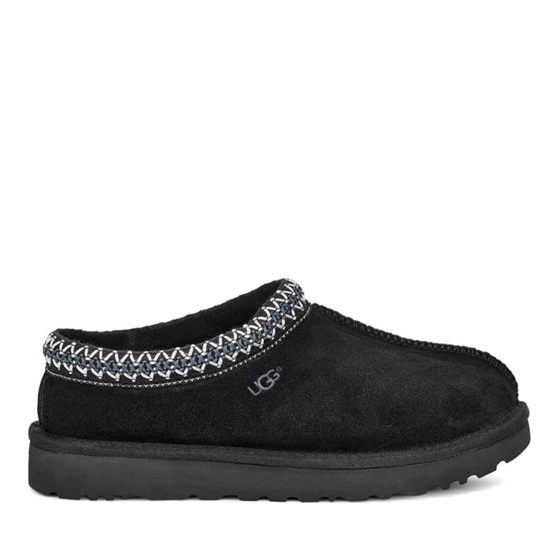 Ugg Tasman Black Wool-Lined Decorative Stitch Indoor Slippers