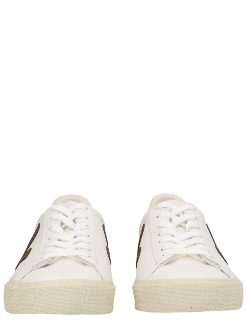 Veja White Leopard-Print Accent Low-Top Sneakers