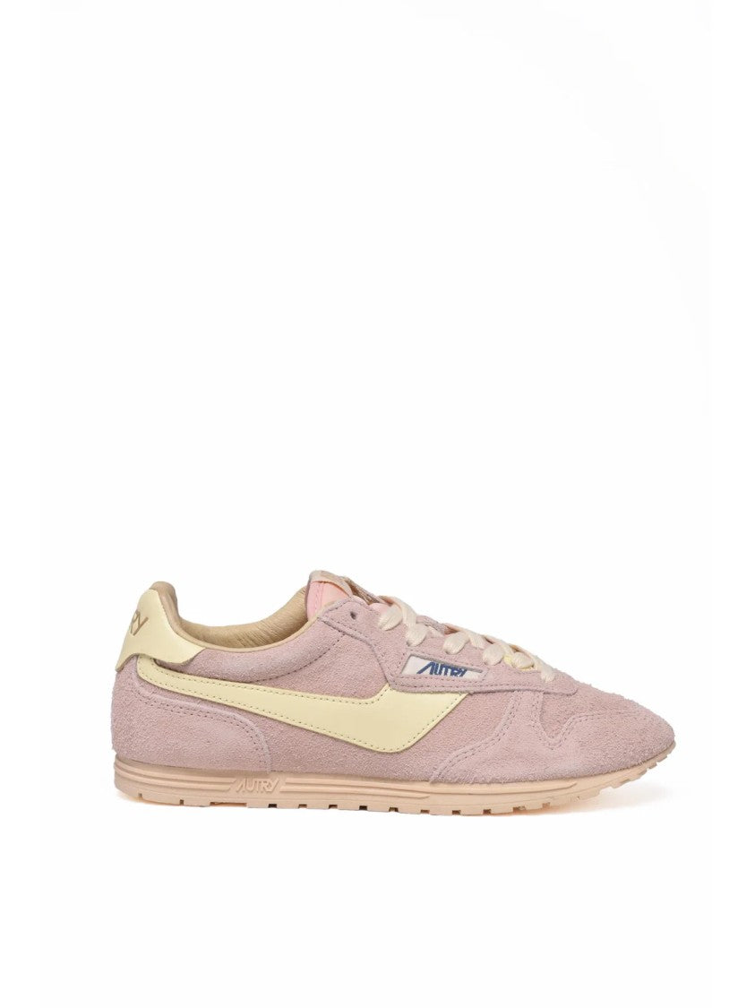 Autry Pink Leather Suede Sneakers