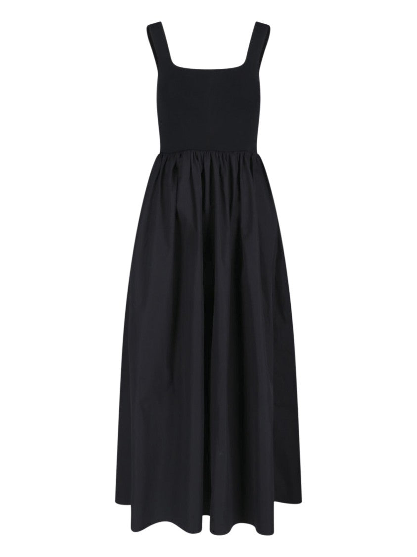 Matteau Black Fitted Square Neck Midi Dress