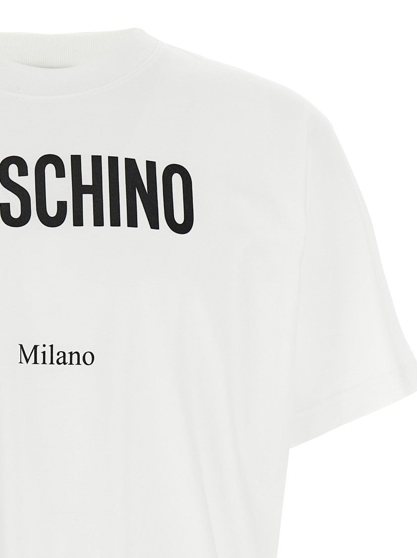 Moschino Logo Print Cotton T-Shirt With Crew Neck