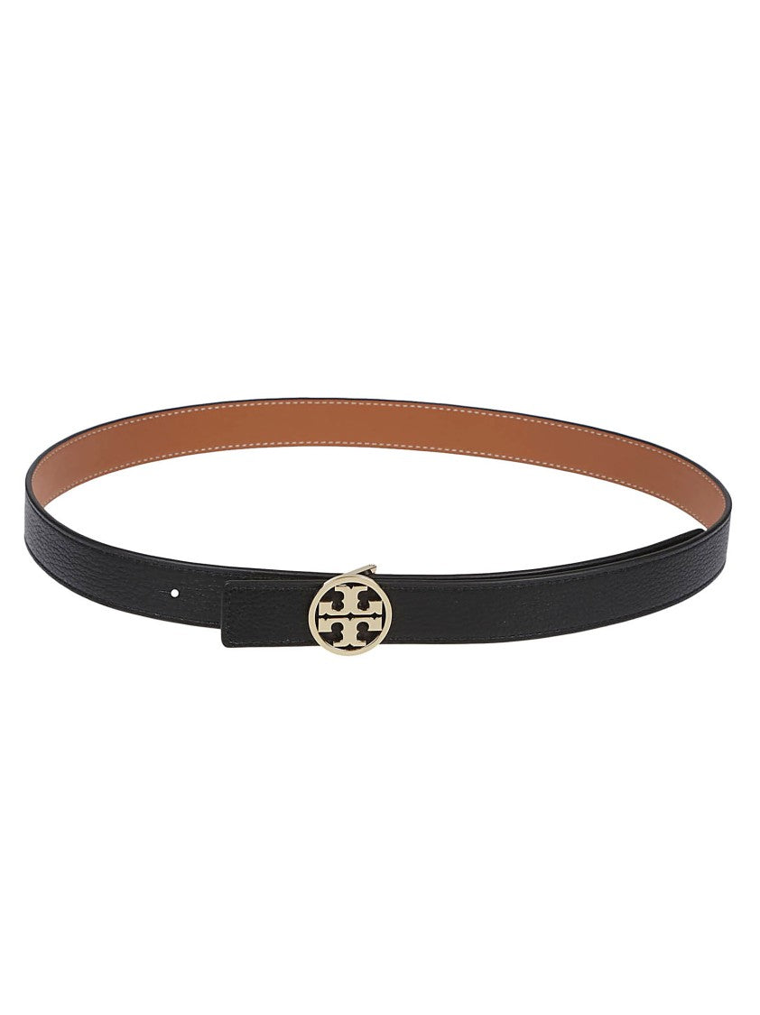 Tory Burch Miller Textured Black Leather Belt