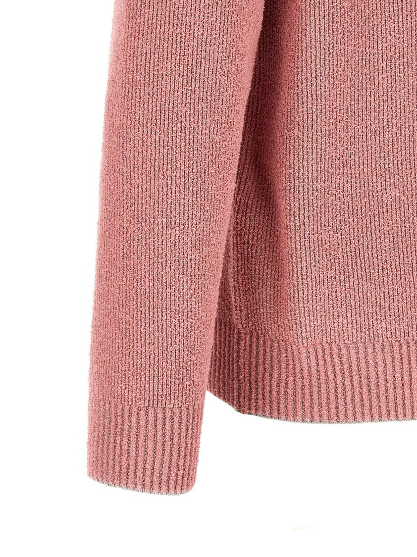 Stone Island Ribbed Bouclé Cotton Sweater With Crewneck