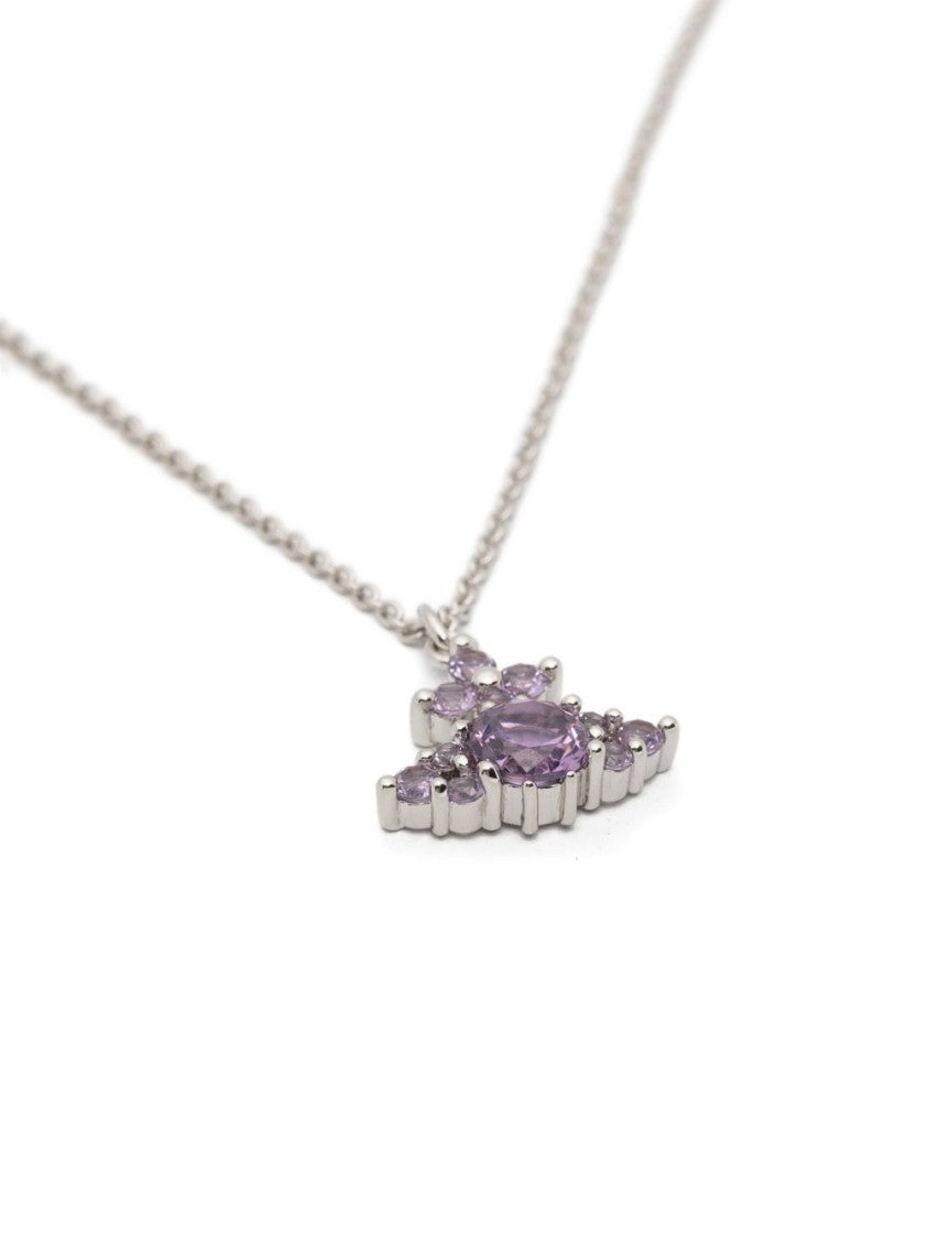 Vivienne Westwood Intricate Silver-Tone Necklace With Light Purple Gemstone Pendant