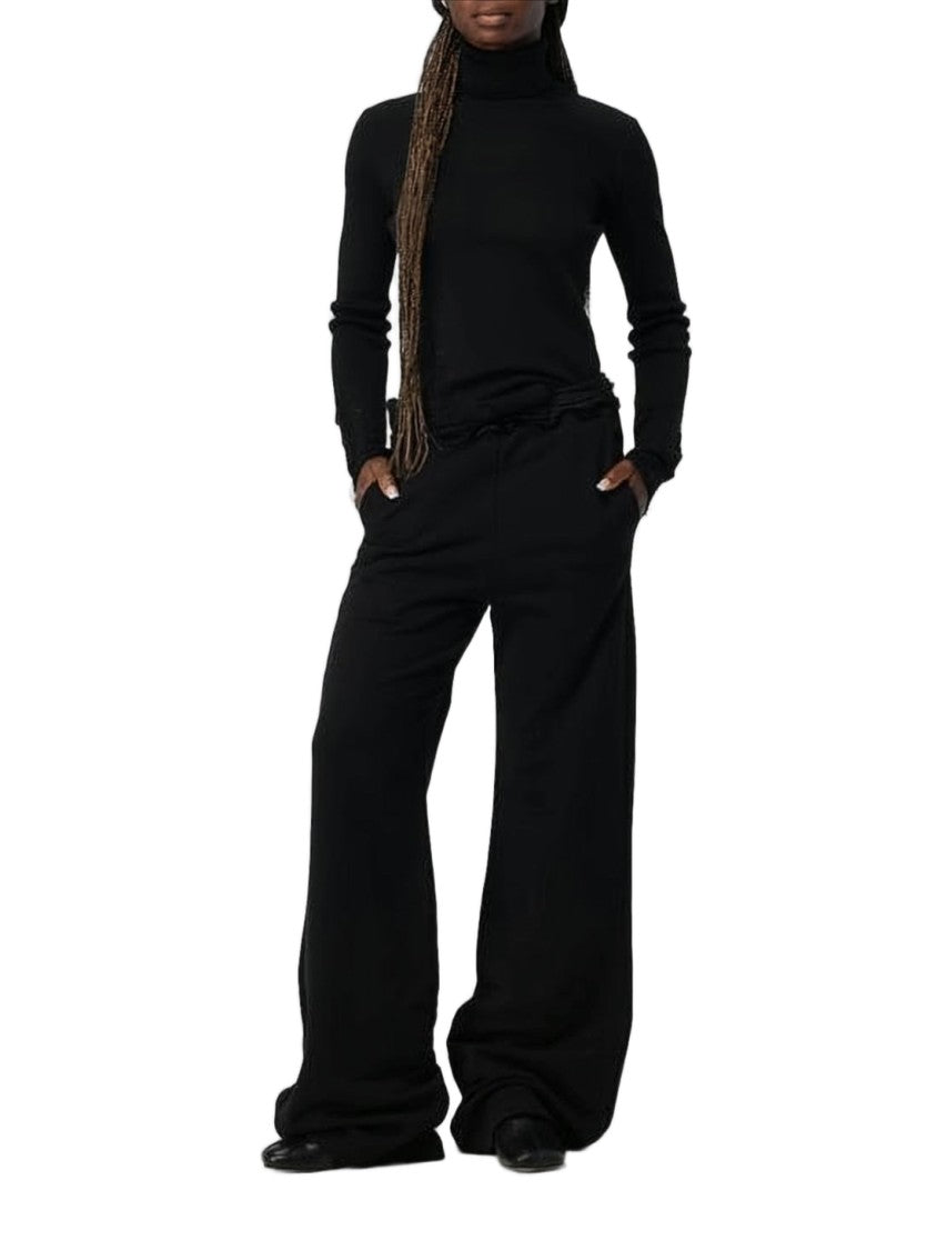 Mm6 By Maison Margiela Relaxed Fit Flared Jogger Pants In Black Cotton
