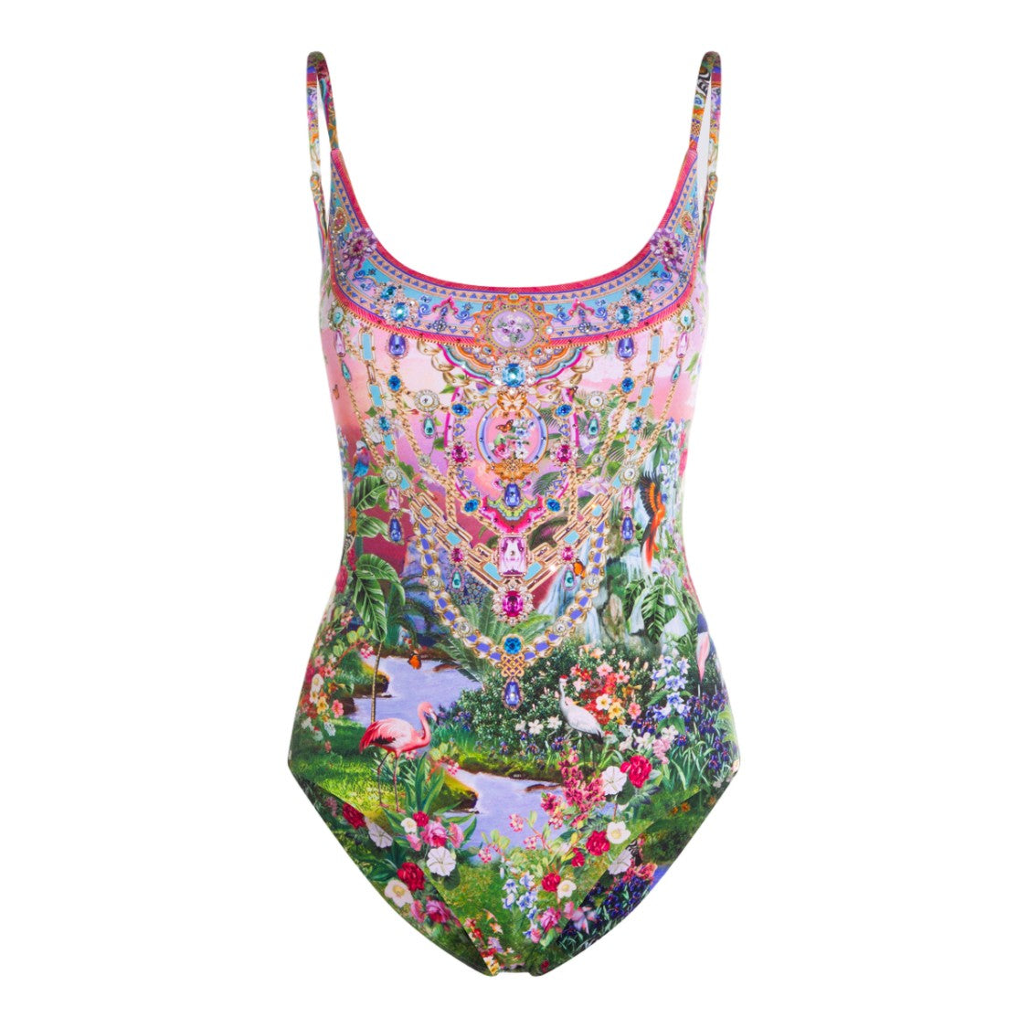Camilla Flowing Silhouette Swimsuit With Intricate Patterns And Layered Design