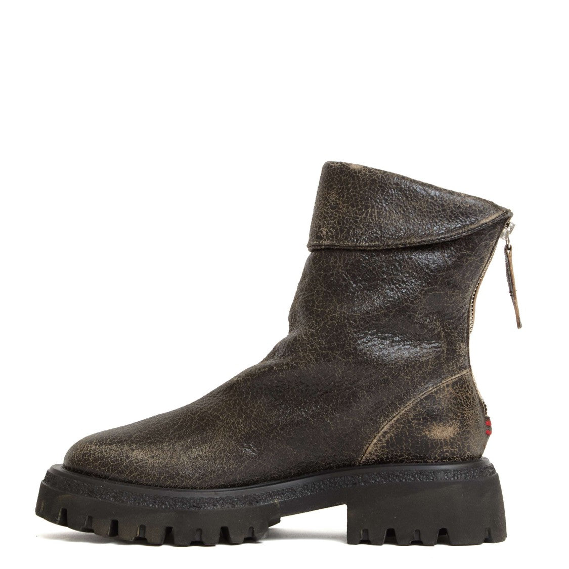 Halmanera Black And Taupe Crackle Ankle Boot