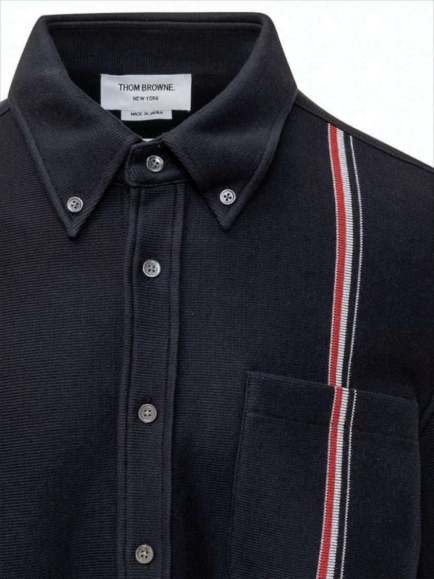 Thom Browne Button-Up Jacket With Distinctive Stripe Detail