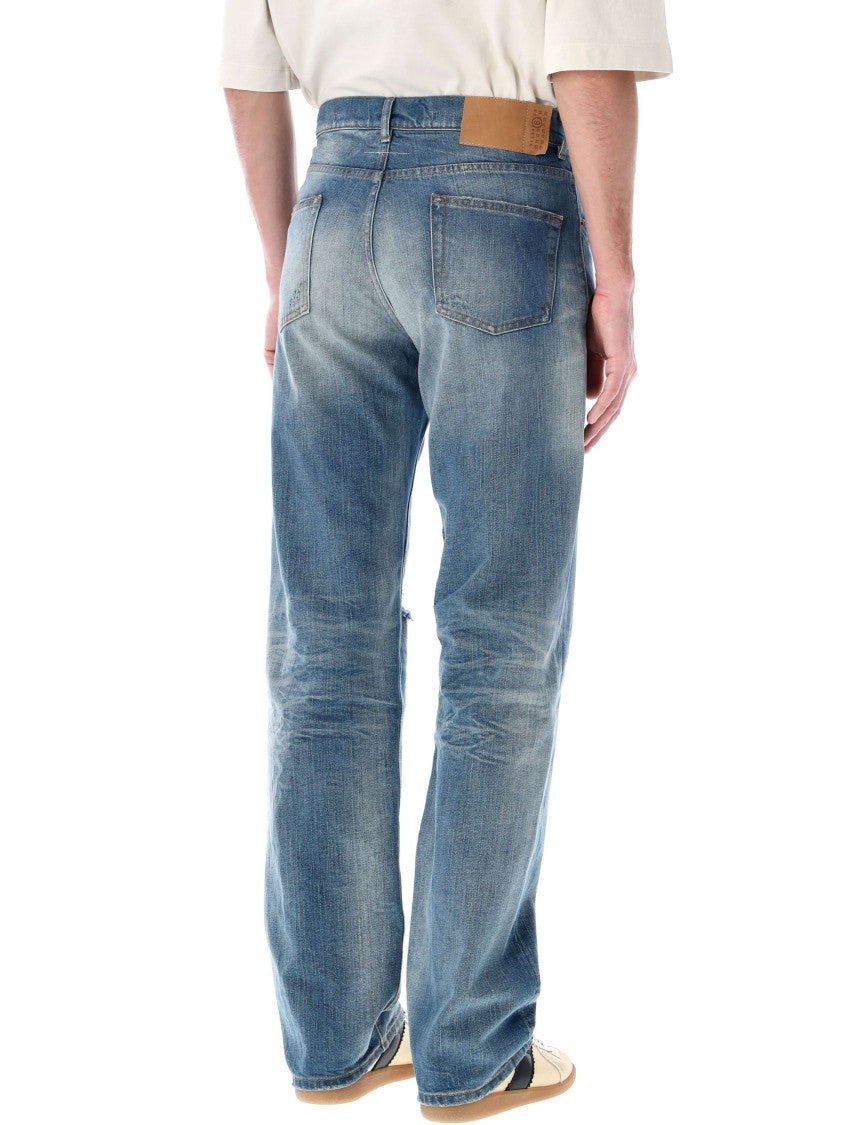 Mm6 By Maison Margiela Light Blue Distressed Jeans